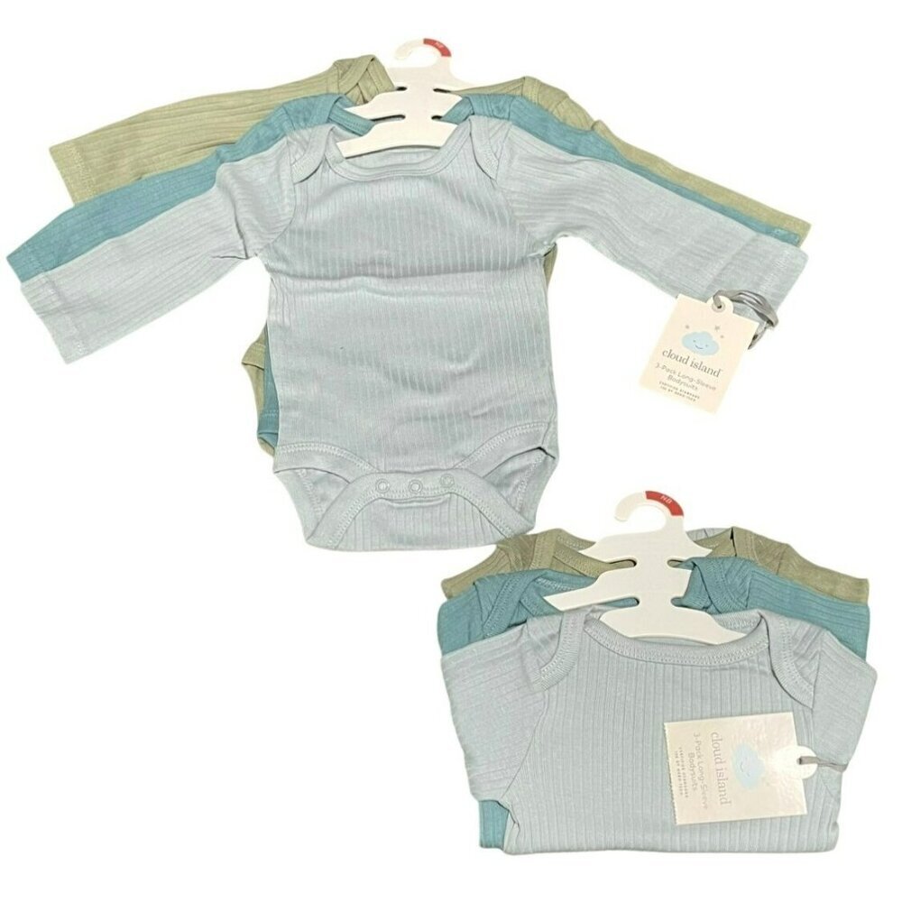 Cloud Island 6 Long Sleeve Baby Newborn Ribbed One Piece Bodysuit NWT